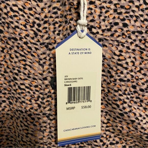 NWT Casa Cabana Printed Brown Babydots Button Down Shirt in Size Small - Picture 7 of 7